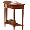 Yclty Tavolo Consolle In Legno Massello A Mezzaluna Con Cassetti E Ripiano, Tavolo D'ingresso Semicircolare A 2 Livelli, Elegante Tavolo da Divano Vintage (venatura In Legno Di Ciliegio)(800x350x800mm)