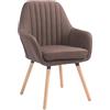 CLP Sedia Pranzo Rétro Florian Con Braccioli I Poltrona Deco Soggiorno Imbottita In Tessuto E Legno I Portata Max 160 KG Alt Seduta 49 CM, Colore:marrone, Colore del telaio:natura