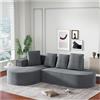 Wyibwy Divano modulare moderno, divano a 3 posti, 265x165x67 cm, divani a L, divano angolare,basso, imbottitura in schiuma compressa, divani letto (Grigio)