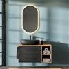 Planetmöbel LUX - Set di mobili da bagno, composto da lavandino con mobiletto sospeso da 100 cm incluso lavabo soprapiano da 60 cm nero, mobiletto sottolavabo Oro Rovere/Antracite