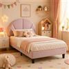 JiaOyu Letto singolo 90 x 200 cm, letto per bambini imbottito con rete a doghe per bambina, letto giovane imbottito con testiera regolabile per cameretta dei bambini, senza materasso