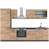 Vicco Cucina componibile R-Line, Rovere dorato/antracite, 300 cm senza piano di lavoro, adatto per l'espansione personalizzata tramite moduli aggiuntivi