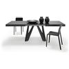 Mobili Fiver, Tavolo Allungabile Romina 160(240) x90 cm, Nero Frassino con Gambe in Ferro Nere, per 6-10 persone, Tavolo Cucina, Soggiorno, Made in Italy