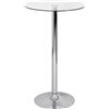 FineBuy Tavolo Alto 60x60x105 cm Rotondo Tavolo da Bar Vetro di Sicurezza Tavolo da bistrò Argento, Tavolo Moderno per Bar, Tavolo da Festa di Design in Metallo, Tavolo Alto da Fiera Cromato