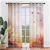 Surwin Farfalla Stampa Tende per Interni, Tende a Vetro con Occhielli, 2 Pezzi Tende Camera da Letto, Tende Voile Semi Trasparenti, per Cucina, Soggiorno (132x182cm,Farfalla Autunno)