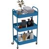 HOMCOM Carrello portaoggetti in acciaio, carrello da servizio a 3 livelli, vassoi traforati, 45 x 30,6 x 79 cm, blu scuro