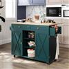 HOLTICO Isola Cucina Pieghevole con Ruote Bloccabili, Carrello Cucina Multifunzione con Piano Ribaltabile e Armadio di Stoccaggio, Arredo Salvaspazio per Cucina e Sala da Pranzo, Verde Salvia