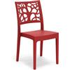 REDÒKASA Sedia in polipropilene TETI, MADE IN ITALY, impilabile, idrorepellente, resistenza raggi UV, design moderno albero della vita per sala da pranzo, cucina, bar, ristoranti, esterno (Rosso, 1)
