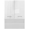 CDF Mobile Bagno Pensile Sospeso Sopra Lavatrice Scaffale a Muro con 4 Vani Organizzazione Lavanderia 64 x 90 x 30 cm - Bianco lucido