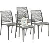 Tomaino - Sedia in Plastica Da Cucina - Set 6 Sedie Plastica Impilabili Con Braccioli Per Esterno e Interno - Sedie per Giardino, Soggiorno, Balcone o Bar (4, Grigio)