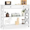 COSTWAY Tavolo Consolle con Cassetto, Tavolo da Ingresso a 3 Ripiani, Tavolino per Divano per Ingresso Soggiorno Camera da Letto, Stile Vintage Industriale (Bianco)