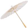 OISE ART STORE Trade Shop - Set 12 Pezzi Ombrello Bambu Bianco 15 Cm Carta Legno Sposa Wedding Ombrellino
