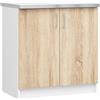 BDW - Armadio da cucina - Armadio cucina con ante e piano di lavoro - Armadio 80 cm di larghezza, 85 cm di altezza - cucine singole, mobili da cucina Oggetti (bianco/rovere Sonoma)