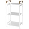 Inbagno Mobiletto scaffale Bagno salvaspazio, con 3 Ripiani portaoggetti, Colore Bianco in Acciaio, Inserti in bambù, H 78 x p 30 x L 40 cm, in Kit di Montaggio