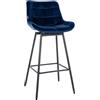 CLP Sgabello da bar Weston con schienale, girevole 180° e ritorno automatico. Seduta imbottita, struttura stabile in metallo Colore blu Materiale Velluto