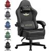 GTPLAYER Sedia da gioco in tessuto con cuscino a molle insacchettate, sedie da gioco grandi, sedia da computer con schienale alto con poggiapiedi, per adulti,supporto lombare,carico 180 kg, grigio