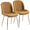 Brigros WeHome - Set Di 2 Sedie Tessuto Bouclè, Sedie Moderne Sala Da Pranzo, Sedie In Tessuto Con Gambe In Metallo, Sedie Imbottite - Shell (Oro Rosa, Ocra)