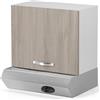 REDÒKASA Pensile per cucina componibile da 60 cm con un'anta, realizzata in legno 100% MADE IN ITALY disponibile con/senza Cappa (Cappa Inox, Olmo)