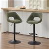 DAYALANE Set di 2 Sgabelli Cucina Moderni Sgabelli da Bar in PU Pelle Sedie da Bar Alti con Gambe in Metallo Nero Sgabelli Girevoli Altezza Regolabile con Poggiapiedi per Penisola, PU Verde