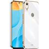 HONLEN Custodia per HUAWEI Y6 2019 / Y6 Pro 2019 / HONOR 8A / Y6S 2019 (6.09 Inches), Cover Morbida in Silicone TPU, Design del Telaio Galvanico - Bianco