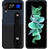 Topme Cover per Samsung Galaxy Z Flip3 5G 6.7 Inches Custodia Case, Robusta Custodia per PC con Cinturino Da Polso.Nero