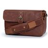 MegaGear MG1526 Messenger Bag in pelle per fotocamere Mirrorless, Instant e DSLR - Marrone scuro