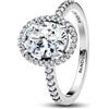 PANDORA 193777C01 Bague ovale pour femme avec auréole scintillante, 52/16,6, Argent sterling, Zircone cubique