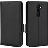 Topme Custodia in Pelle per OPPO A9 2020 / OPPO A5 2020 (6.5 Inches), [ Cover per Telefono Serie Modello Litchi Semplice] - Nero