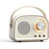 ChicBosomn Altoparlante Portatile Retrò Senza Fili, Altoparlante Retrò Carino Con Radio FM, Altoparlante Musicale Stereo Ricaricabile, Ricarica Rapida (Bianco)