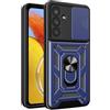 HONLEN Custodia Adatta per Samsung Galaxy A05s (6.7 Inches), Cover per PC Armor Anello kickstand con Base Magnetica - Blu