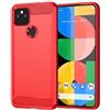 Topme Custodia in Silicone per Google Pixel 4a (4G) (5.81 Inches), [custodia per Telefono in Stile Spazzolato] - Rosso