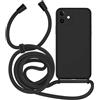 MyGadget Custodia con Cordino per iPhone 12 - Custodia Antiurto in Silicone Morbido - Case 3 Strati in TPU Resistente - Protezione Antigraffio - Nero