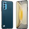 Longstong Custodia Adatta per OPPO Find X3 Lite/OPPO Reno5 5G (6.43), Cover in pelle metallica serie CODE - Zaffiro