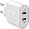Sbs Caricabatterie Da Parete Power Delivery 20W Per /12/11/X/8, Ipad Mini/Air Pro, Caricatore Con 2 Porte Usb-C Per Samsung, Oppo, Huawei, Xiaomi, Nintendo Switch, Airpods