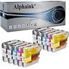 alphaink 10 cartucce compatibili con Brother LC-980 LC-1100 per stampanti Brother DCP 190, 383C, 385C, 585CW, 387C, 395C, 395CN, 6690CW, J615W, J715W, 380 - MFC 5895CW, 490CW, 295CN, 290C, 255CW