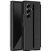 HUOLUNGJIN Custodia sottile generica compatibile con Samsung Galaxy Z Fold 7, custodia in silicone con cavalletto e cinturino per le dita, custodia protettiva antiurto morbida (nero)
