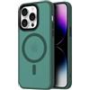 Mixroom - Cover Custodia Bumper Opaco per iPhone 16 Pro Max Compatibile con MagSafe Accessori Cerchio Magnetico Integrato Retro Semitrasparente Bordo Morbido in TPU Silicone Verde scuro