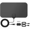 Fuhjythy Antenna TV Digitale Amplificata Interna per HDTV con Segnale Potente e Ricezione TV Full HD, 80 Miglia di Copertura.