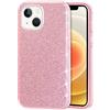 Mixroom - Custodia Cover per iPhone 15 Plus Case in TPU Morbido Rosa con Brillantini Glitter 3 in 1