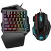 fasient1 Tastiera e mouse da gioco, tastiera da gioco RGB a 35 tasti con una sola mano e combo mouse da 5500 DPI per 7/8/10/2000/XP/Vista/OS X o l'ultima versione