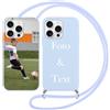 Yoedge Cover con Cordino per iPhone 16 Pro 6,3 Personalizzata, Azzurro/Blu Custodia con Laccio Collana Custodie Personalizzabile con Foto Testi Immagine Personalizzate Custom per iPhone 16 Pro Case