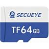 JOYNANO 64 GB TF Scheda di Memoria Classe 10 FAT32 Ad Alta Velocità Lettura/Scrittura per Telecamera di Sicurezza Dash Cam 24/7