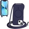 FMPCUON FNPCUON Cover Magnetica Silicone per iPhone 13 Mini con Cordino,Compatibile con MagSafe,Custodia con Laccio Collana Tracolla Collo Sottile TPU Antiurto Protettiva Case con Corda.Blu