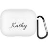 QIHENGPLUS Cover personalizzata con nome Compatibile con Apple AirPods Pro 2, copertina morbida personalizzata con stile di scrittura a mano (Bianco)