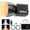 ULANZI 40 W Pro Portatile LED Video Light con Adattatore di Alimentazione DC, 2500 K-6500 K, Batteria incorporata in metallo Mini Doppia Temperatura di Colore COB Uscita Continua di Illuminazione Faro