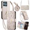 LIAOCY A Tracolla Custodia Per Honor X8a 5G, Cover Con Portafoglio Porta Carte E Scocca Interna In TPU, Antiurto E Antigraffio Con Supporto, White.