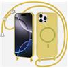 SLWYF Cover Compatibile con iPhone 16E/iPhone SE4 2025 Cover Magnetica, Silicone TPU Morbido Corda Collana Necklace Regolabile Stylish con Catena Ultra Sottile Case, Giallo limone