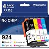 Woungzha 924 Cartuccia d'inchiostro senza chip compatibile con HP OfficeJet Pro 8120 OfficeJet Pro 8122e 8124e 8125e 8132e 8134e 8135e