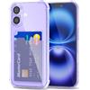 Svanove per iPhone 16 Custodia con Slot, Trasparente con Porta Carte Fotocamera Case Protettiva, Sottile Protezione Silicone Portafoglio Cover Antiurto Slim Custodia, Viola Lavanda