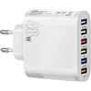 Facynde Caricatore USB - Blocco di ricarica compatto USB da 48 W con 6 porte - Caricatore rapido da 3,5 A, alimentatore portatile per smartphone, casa, viaggi, console di ioco